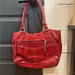 Red Women’s Leather Shoulder Bag